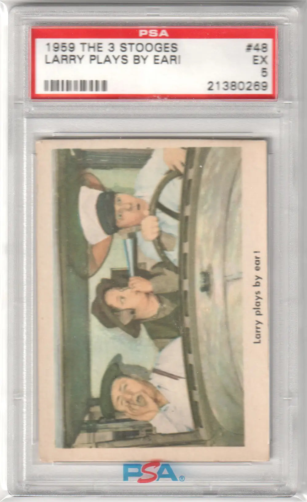 Graded 1959 The 3 Stooges Larry Plays By Ear trading card PSA 5