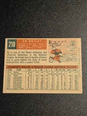 1959 Topps #210b Ed Bailey Gray/darker back - Baseball Card Single