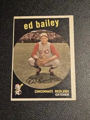 1959 Topps 210b Ed Bailey baseball card with gray darker back, Bailey gray darker collectible