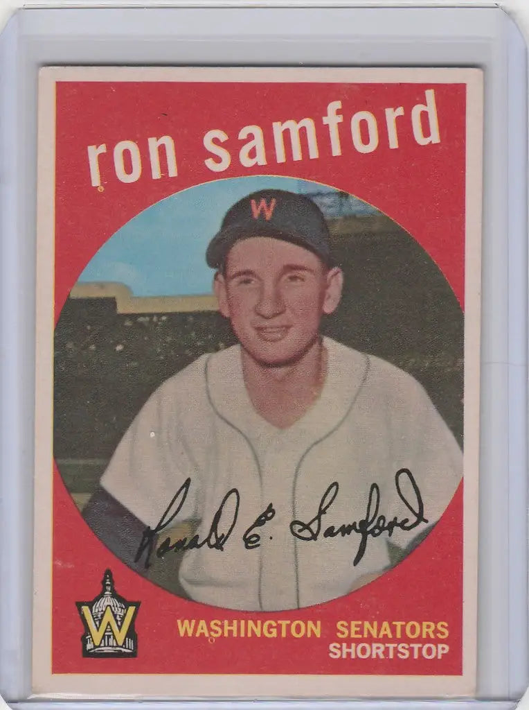 Vintage Ron Samford EXMT Washington Senators baseball card from 1959 Topps