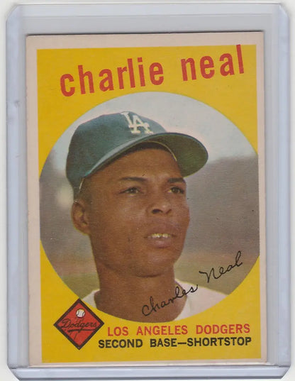 Vintage baseball card of Charlie Neal, Los Angeles Dodgers, 1959 Topps #427 EXMT