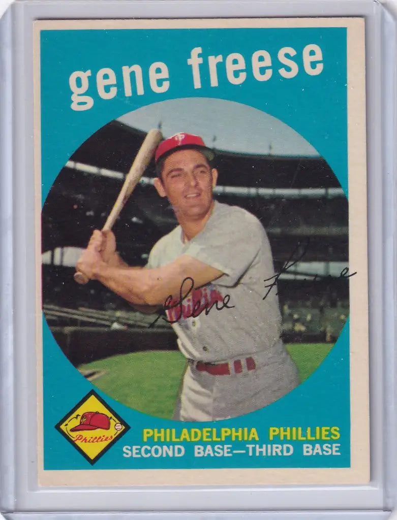 Vintage baseball card of Gene Freese - Philadelphia Phillies in batting stance