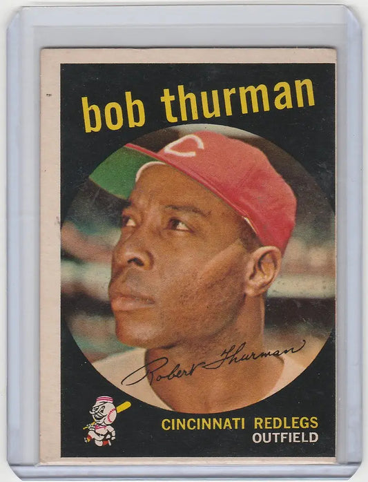 Vintage baseball card of Bob Thurman, Cincinnati Redlegs outfielder, 1959 Topps #541