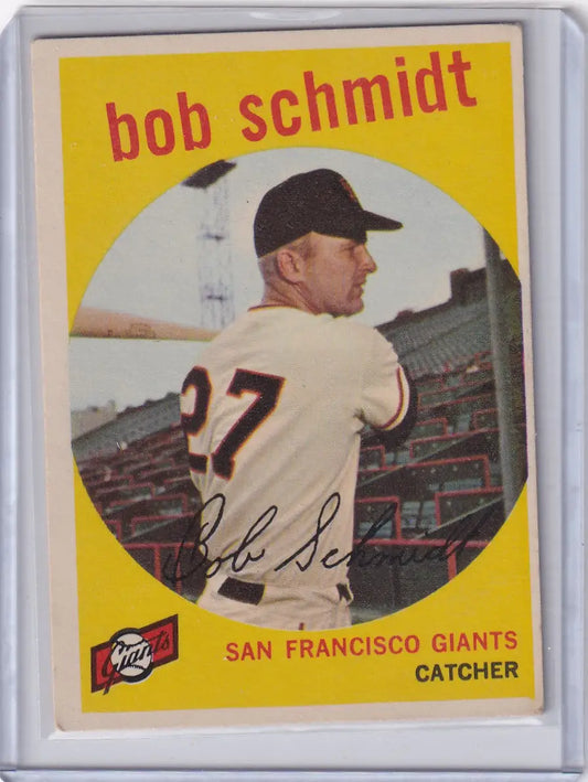 Vintage 1959 Topps Baseball card featuring Bob Schmidt of the San Francisco Giants
