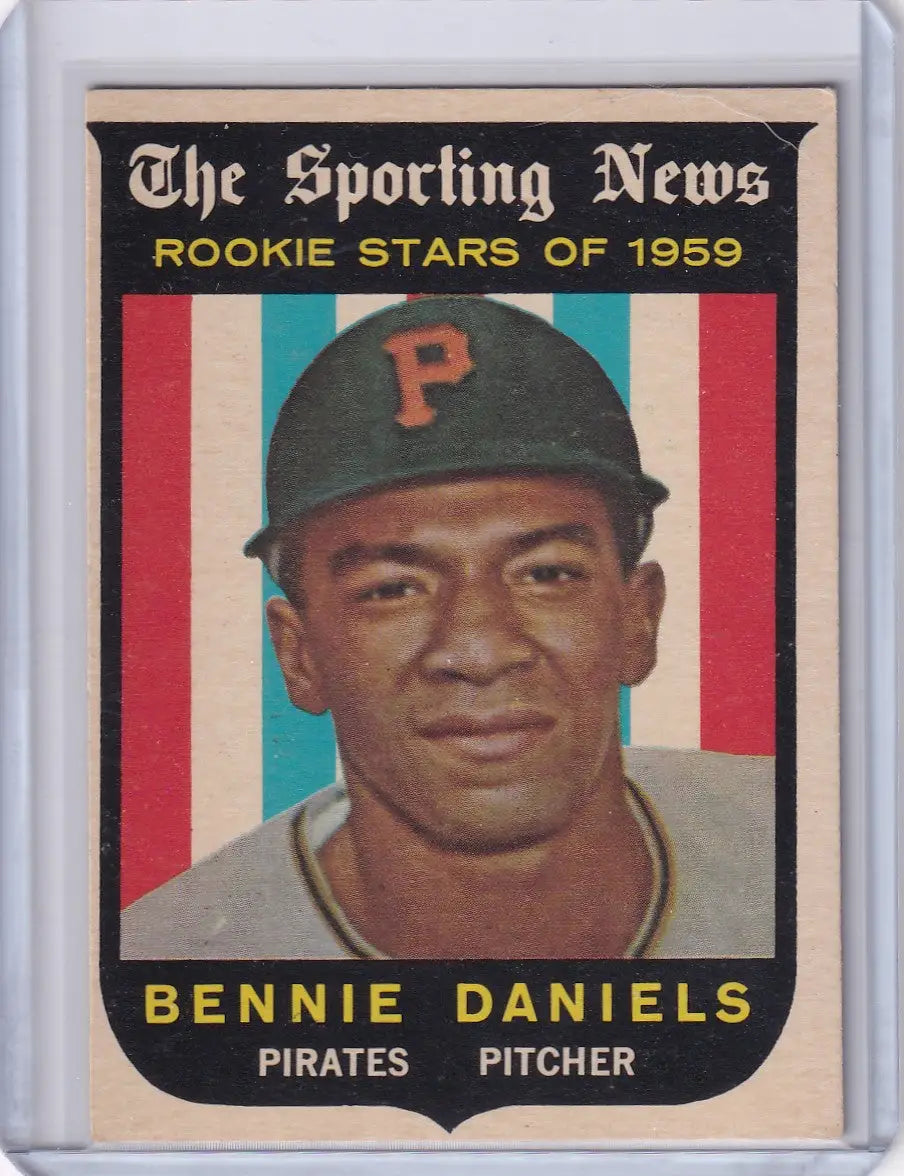 Baseball card of Bennie Daniels from the 1959 Topps Baseball Pittsburgh Pirates RC set