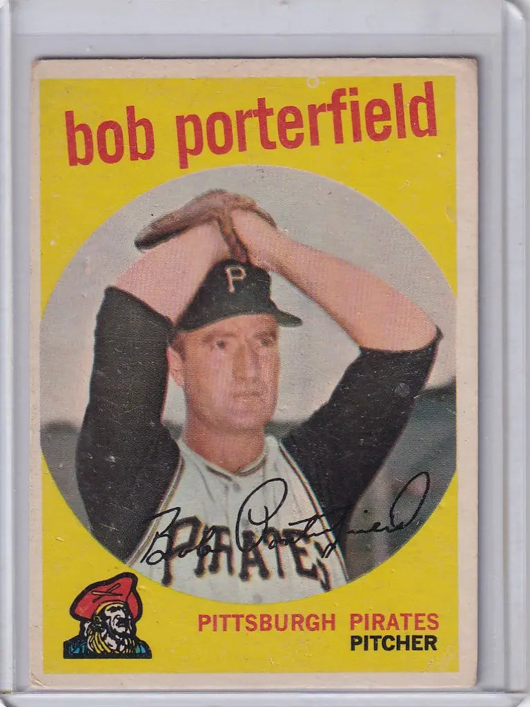 Vintage Topps Baseball card of Bob Porterfield, Pittsburgh Pirates pitcher in action