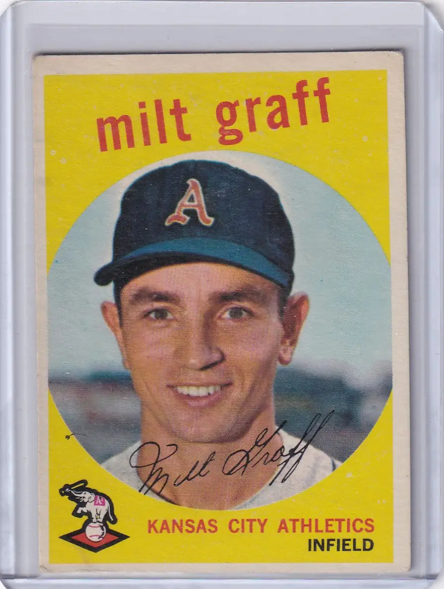 Vintage Milt Graff Kansas City Athletics Topps Baseball card from 1959 Topps series