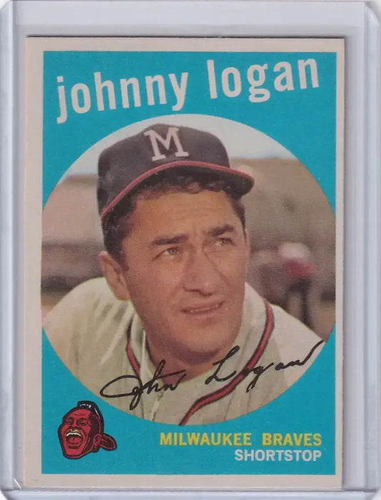 1959 Topps Baseball #225 Johnny Logan - Milwaukee Braves - Baseball Card Single