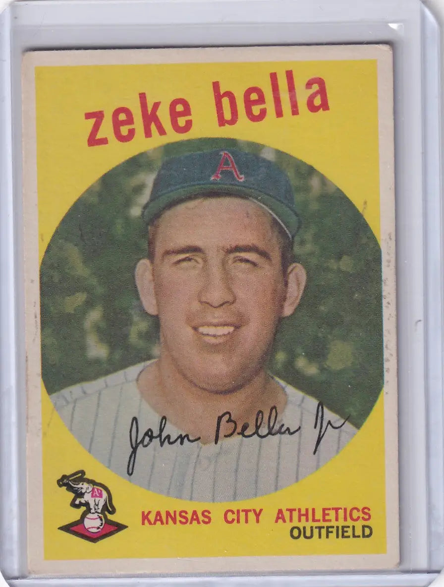 Vintage Zeke Bella Kansas City Athletics Topps Baseball trading card 1959 Topps #254
