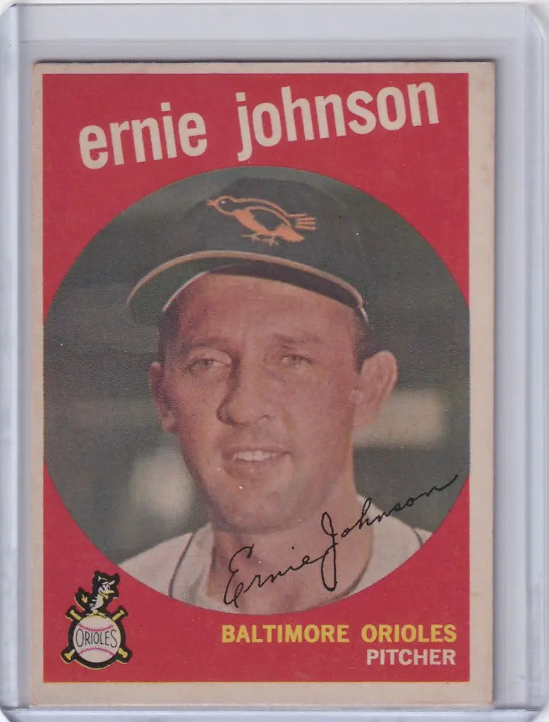 Topps Baseball card of Ernie Johnson, Baltimore Orioles pitcher in team cap