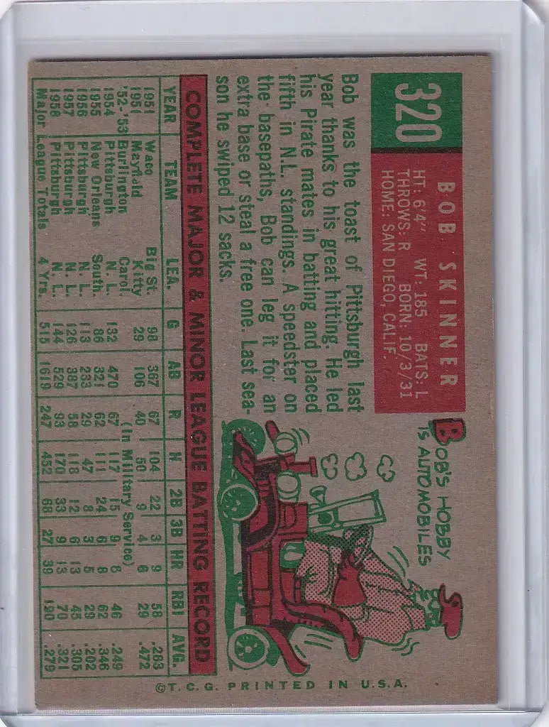 1959 Topps Baseball #320 Bob Skinner - Pittsburgh Pirates