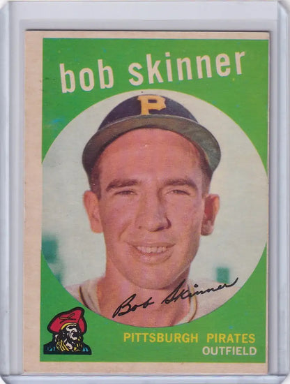 Vintage Topps Baseball card of Bob Skinner, Pittsburgh Pirates outfielder from 1959