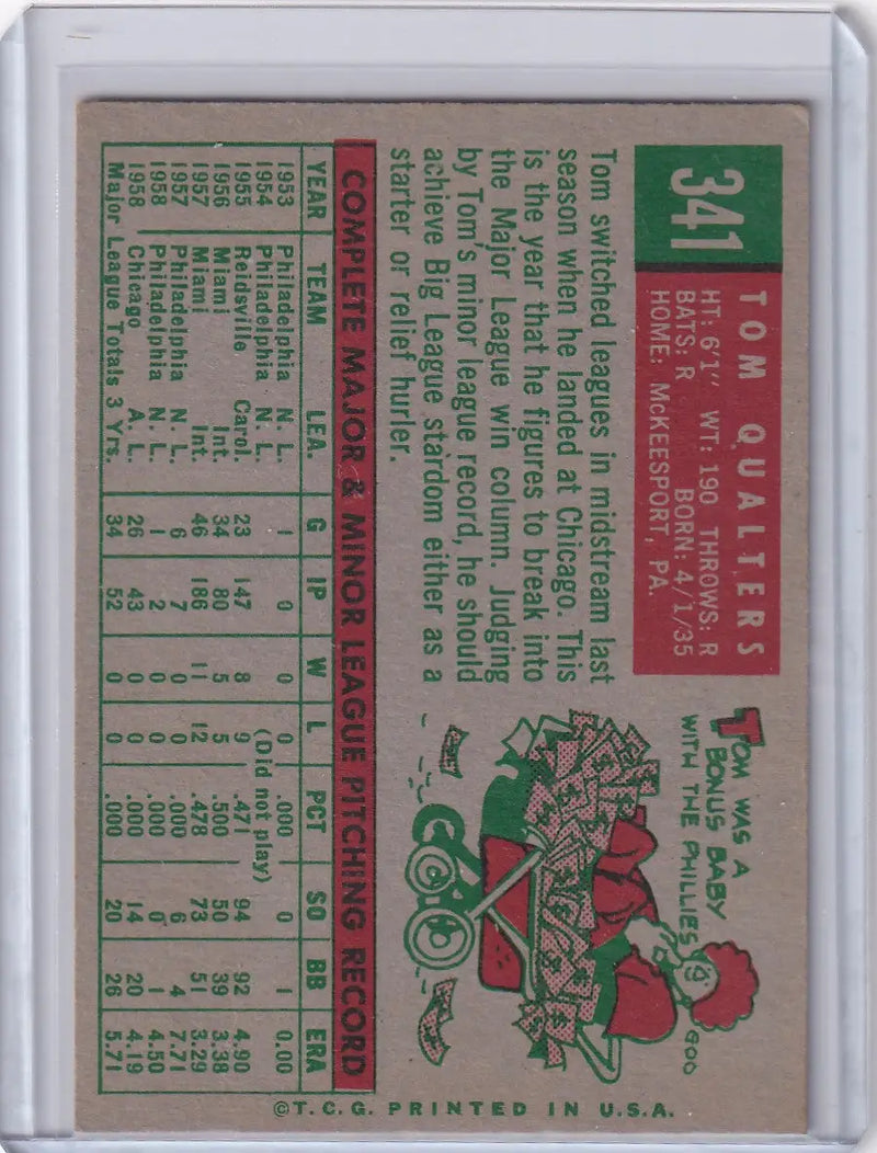 Vintage 1959 Topps Baseball card featuring Tom Qualters of the Chicago White Sox