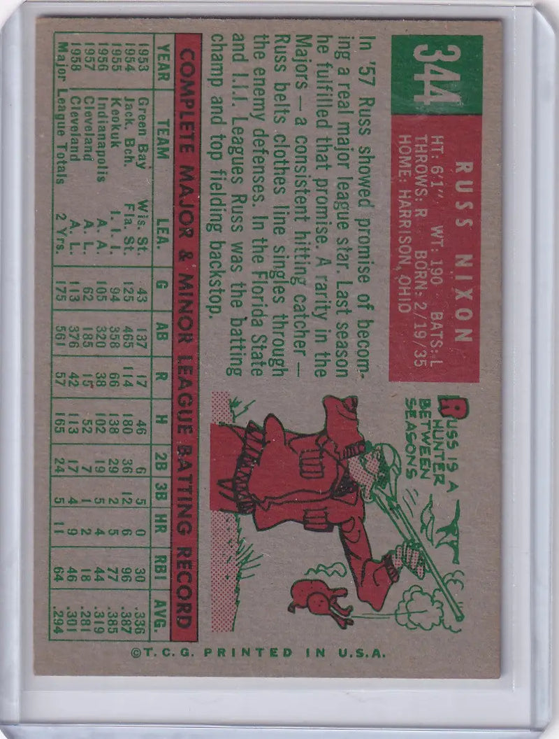 1959 Topps Baseball #344 Russ Nixon - Cleveland Indians