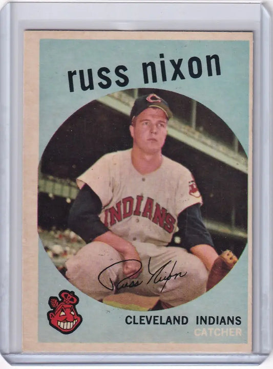 Vintage Topps Baseball card of Russ Nixon in Cleveland Indians uniform