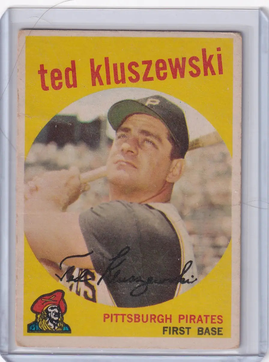Vintage 1959 Topps Baseball card of Ted Kluszewski, Pittsburgh Pirates first baseman
