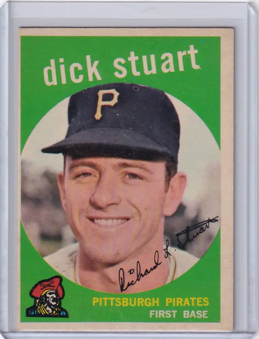 Topps Baseball card of Dick Stuart with a smile in Pittsburgh Pirates cap