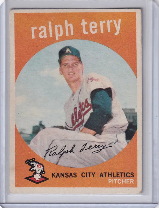 Vintage Kansas City Athletics Ralph Terry 1959 Topps baseball card product image