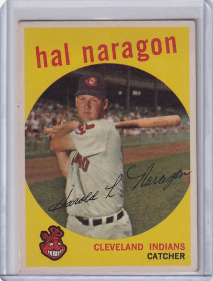 Vintage Topps Baseball card featuring Hal Naragon of the Cleveland Indians