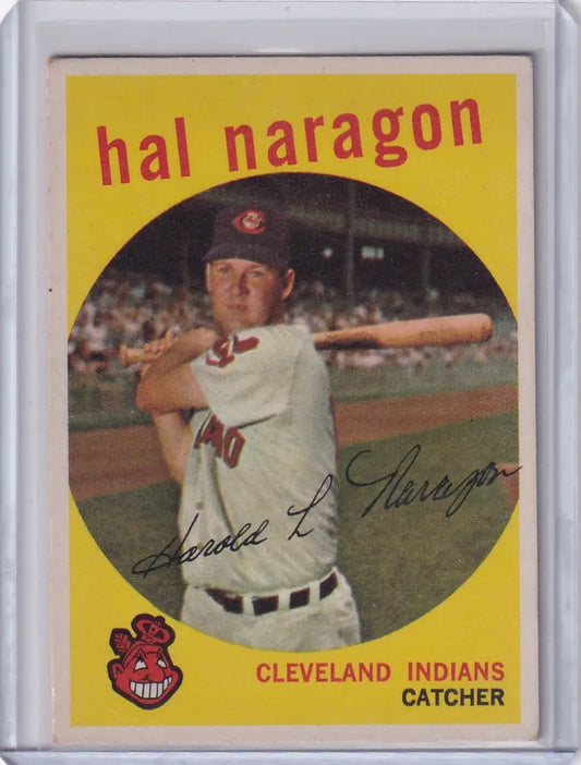 Vintage Topps Baseball card featuring Hal Naragon of the Cleveland Indians