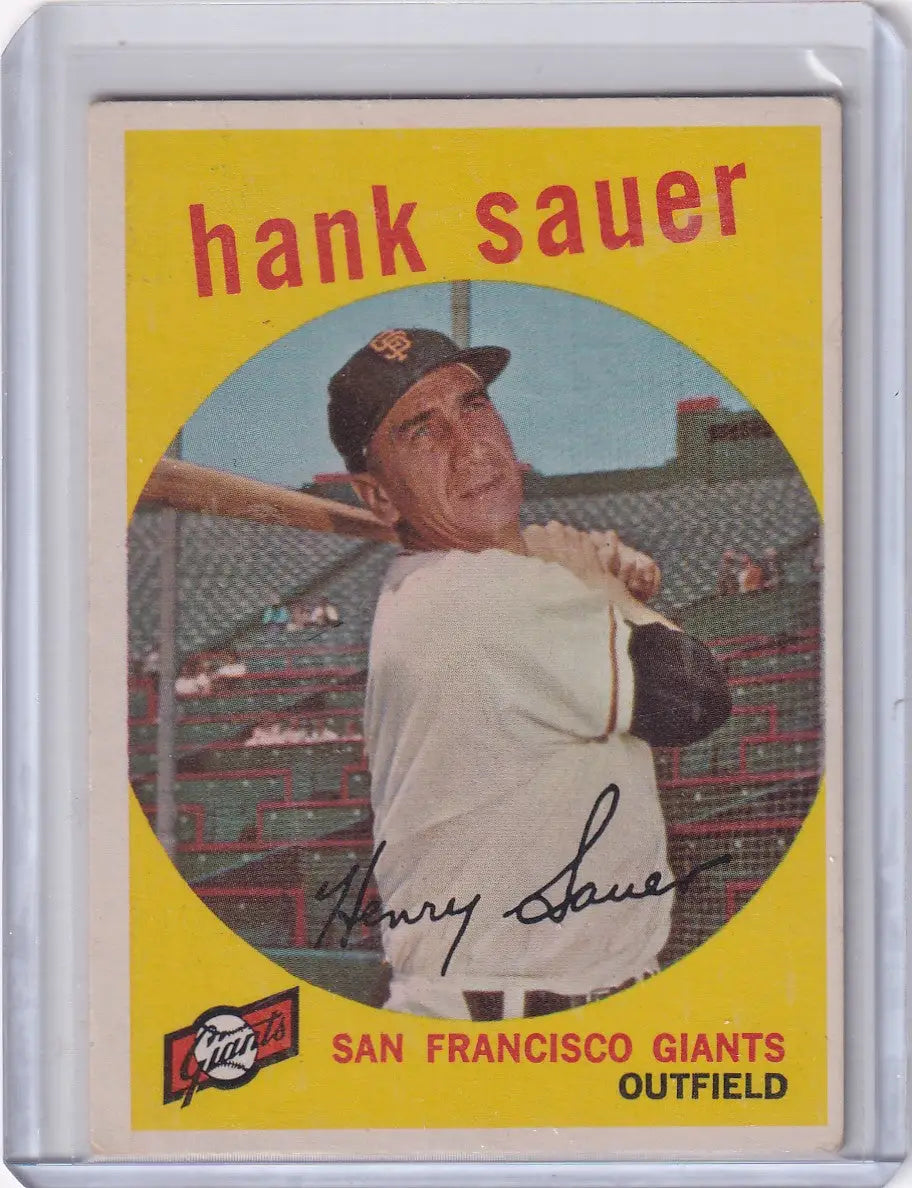 1960 Topps Hank Sauer baseball card featuring San Francisco Giants player for Topps Baseball