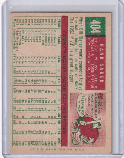 Vintage San Francisco Giants Hank Sauer 1959 Topps Baseball card product image