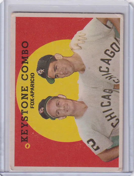 Vintage Topps Baseball card of Keystone Combo featuring Nellie Fox and Luis Aparicio