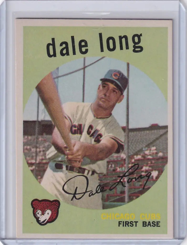 Baseball card of Dale Long in batting stance for Topps Baseball Chicago Cubs