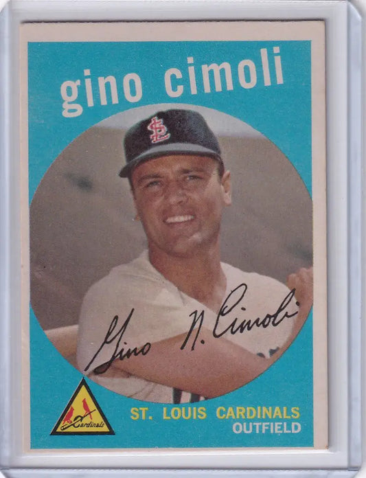 Vintage Topps Baseball card of Gino Cimoli from the St. Louis Cardinals