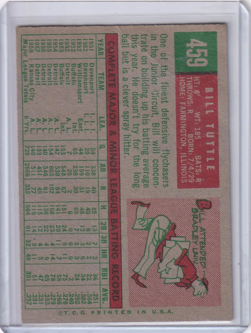 1959 Topps Baseball #459 Bill Tuttle - Kansas City Athletics