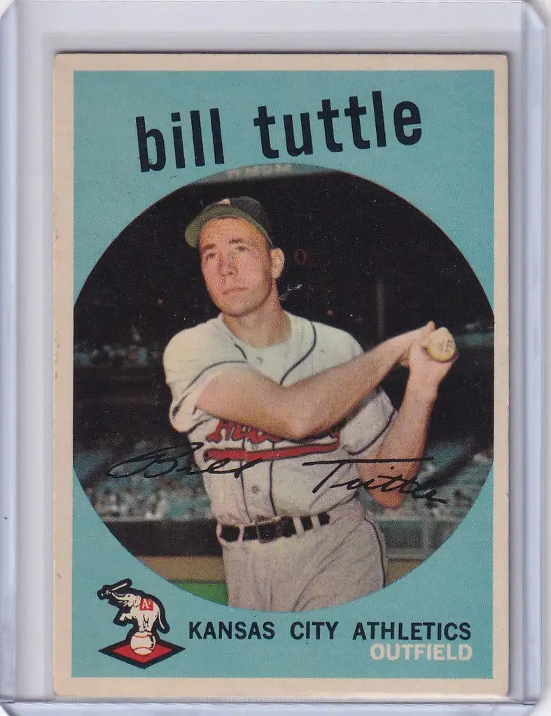 Vintage 1959 Topps Baseball card of Bill Tuttle from the Kansas City Athletics