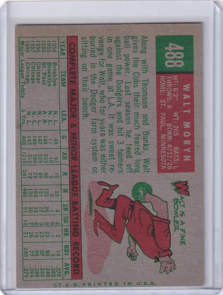 1959 Topps Baseball #488 Walt Moryn - Chicago Cubs