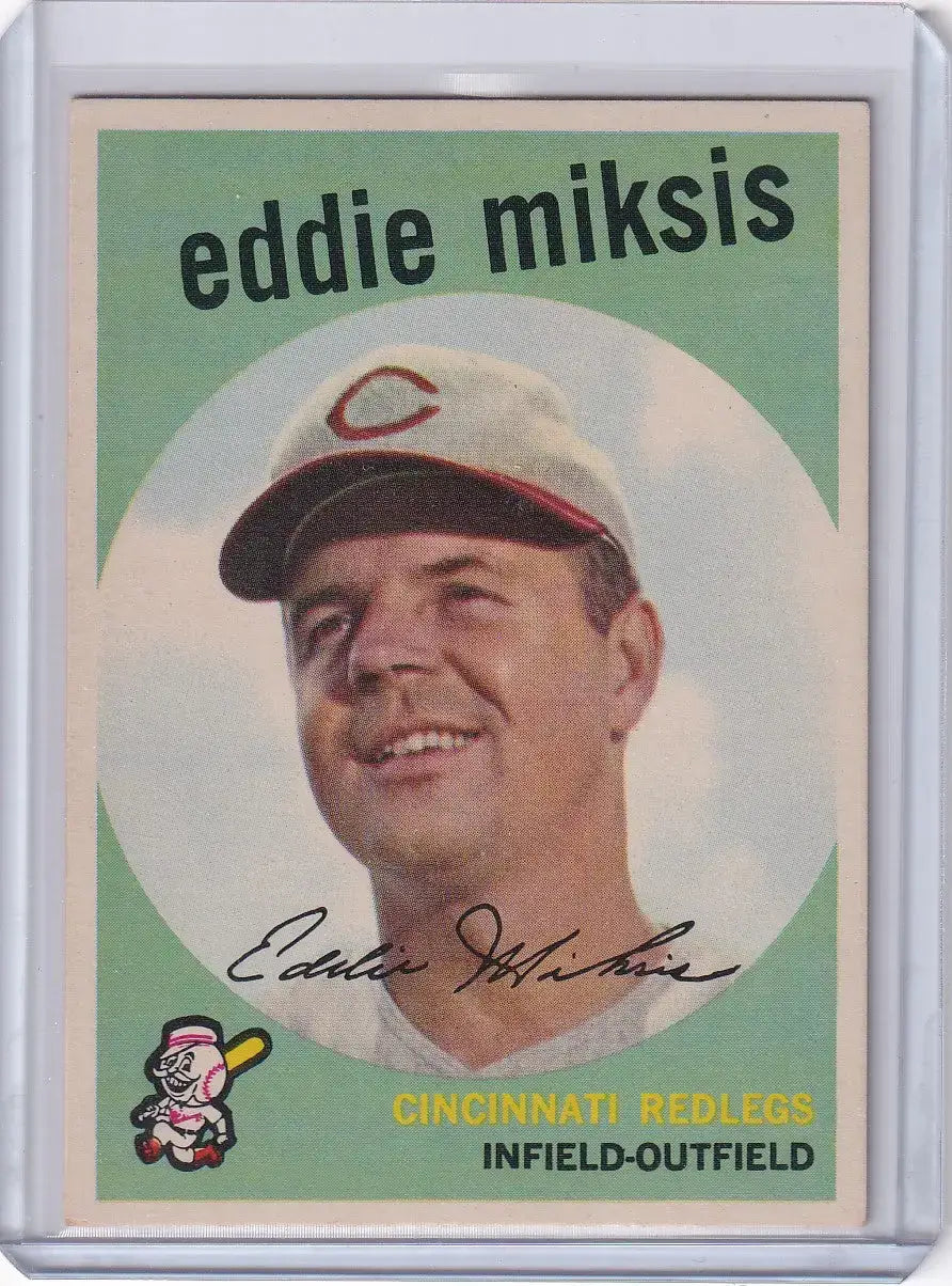 1959 Topps Baseball #58 Eddie Miksis - Cincinnati Reds - Baseball Card Single