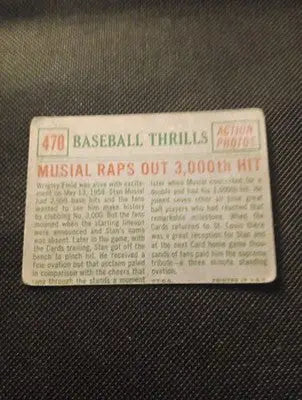 1959 Topps - Baseball Thrills Stan Musial 3000th Hit. #470. lower grade. VG - Baseball Card Single