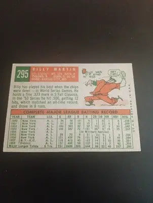 1959 Topps - Billy Martin #295. Cleveland Indians. EX+ - NRMT - Baseball Card Single