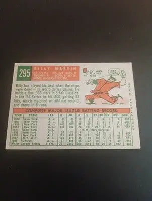 1959 Topps - Billy Martin #295. Cleveland Indians. EX+ - NRMT - Baseball Card Single