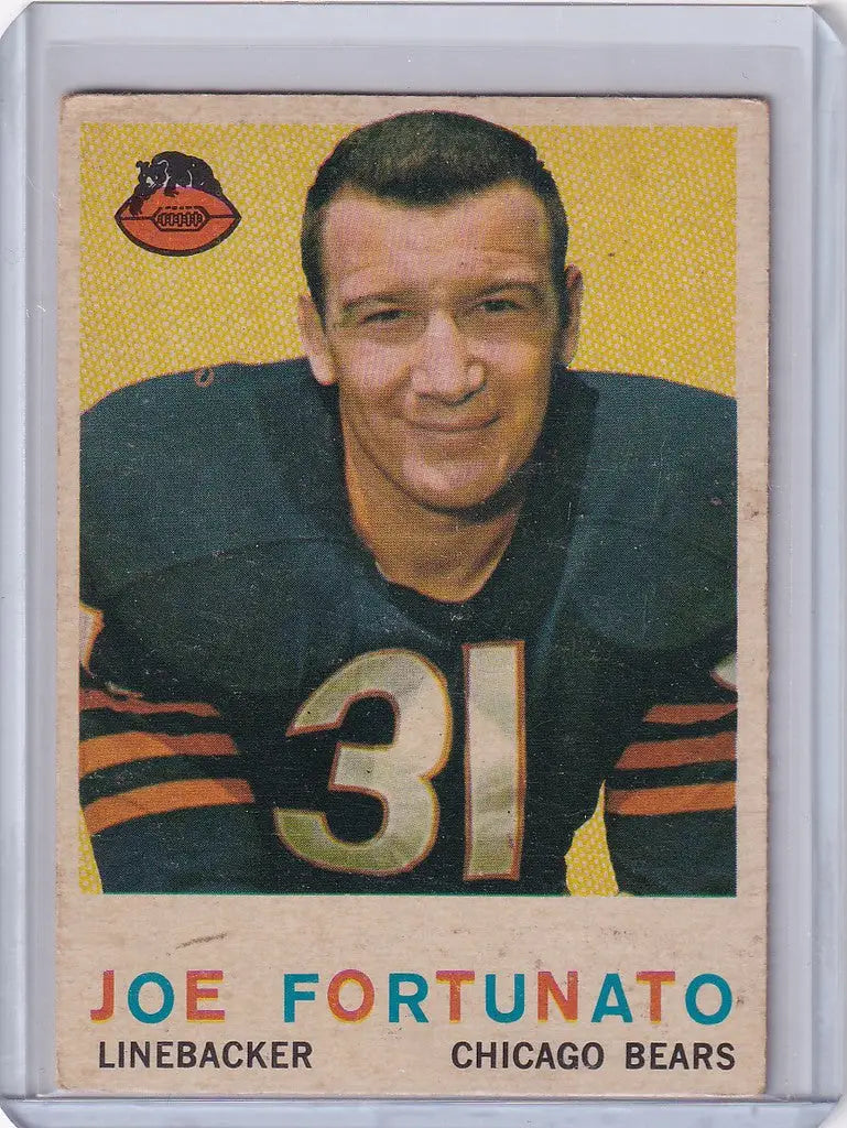 Vintage Topps Football card of Joe Fortunato, Chicago Bears linebacker, jersey 31
