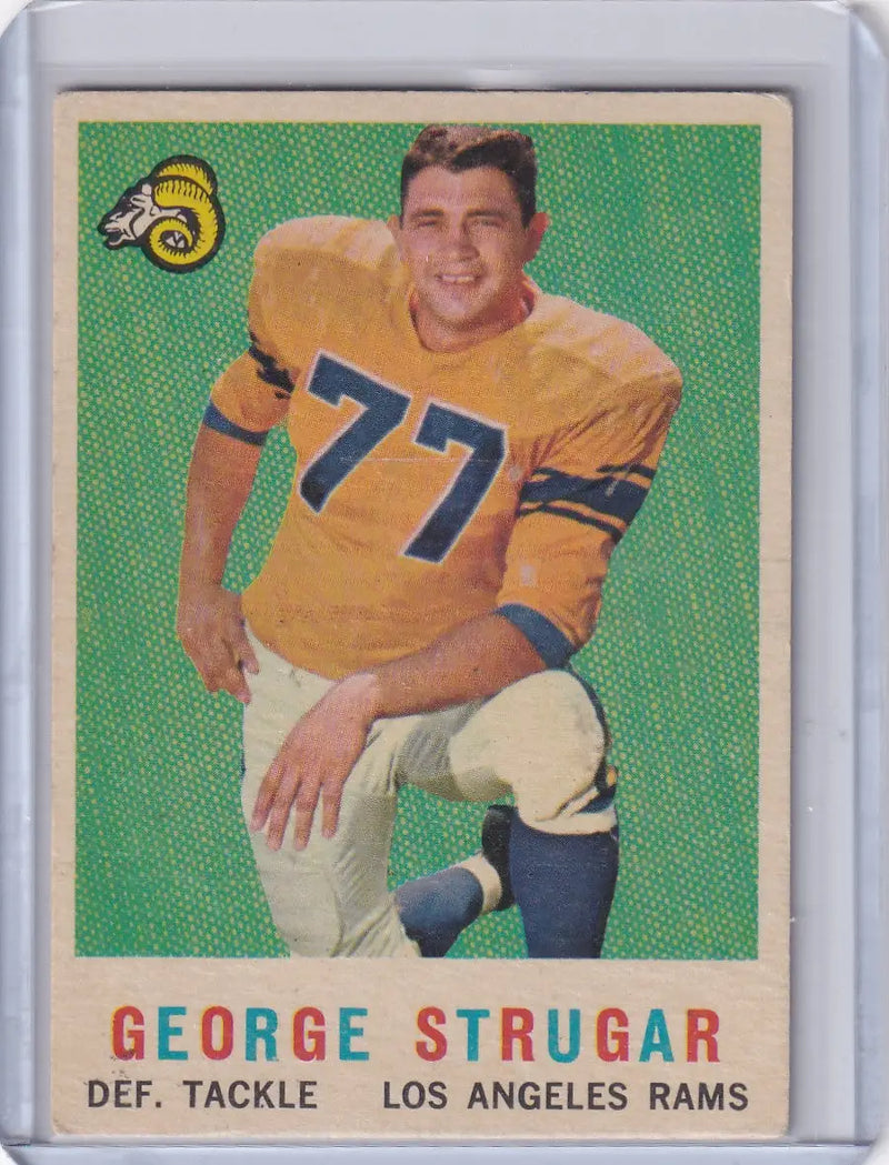 1959 Topps Football # 121 George Strugar RC - Los Angeles Rams