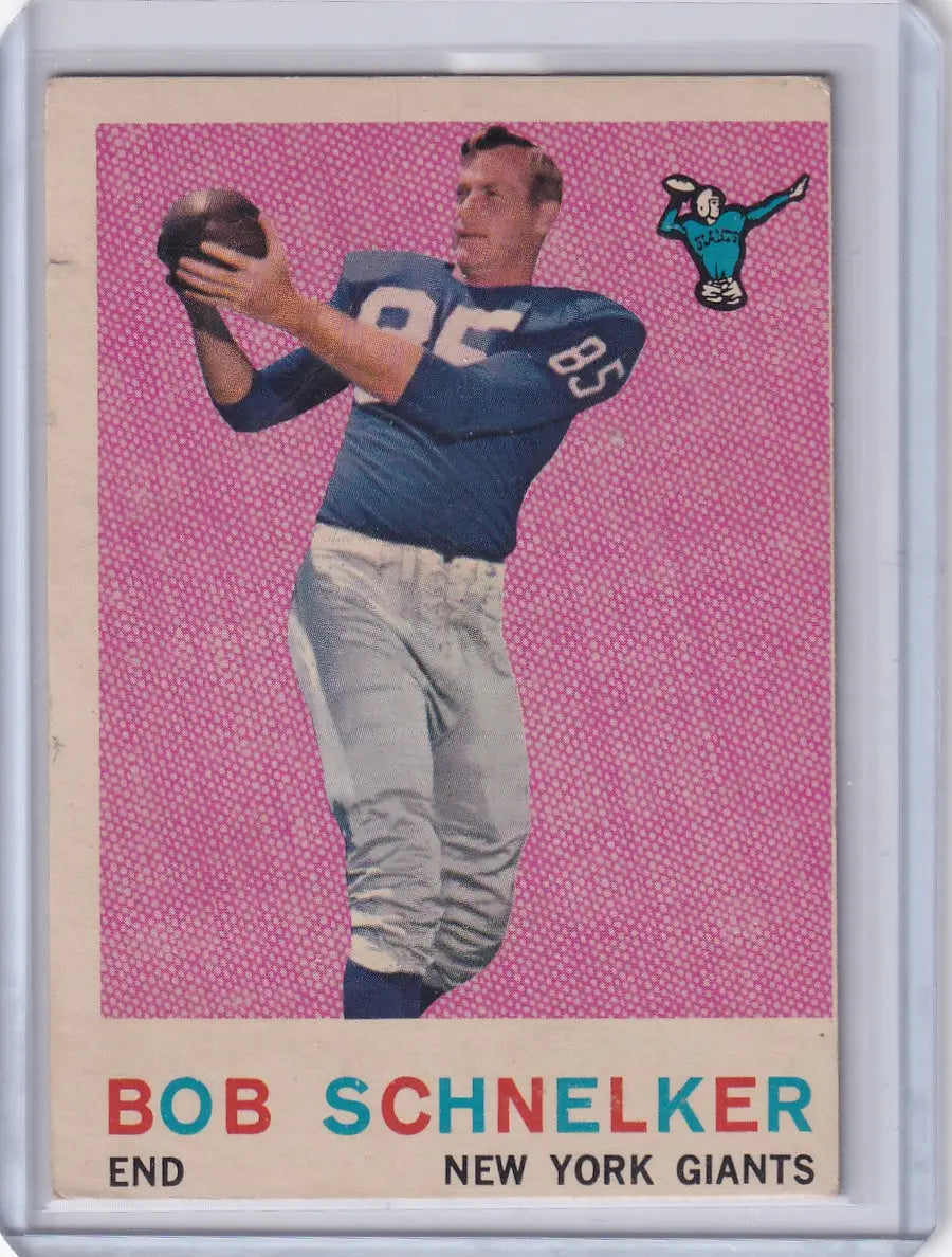 1959 Topps Football # 128 Bob Schnelker - New York Giants