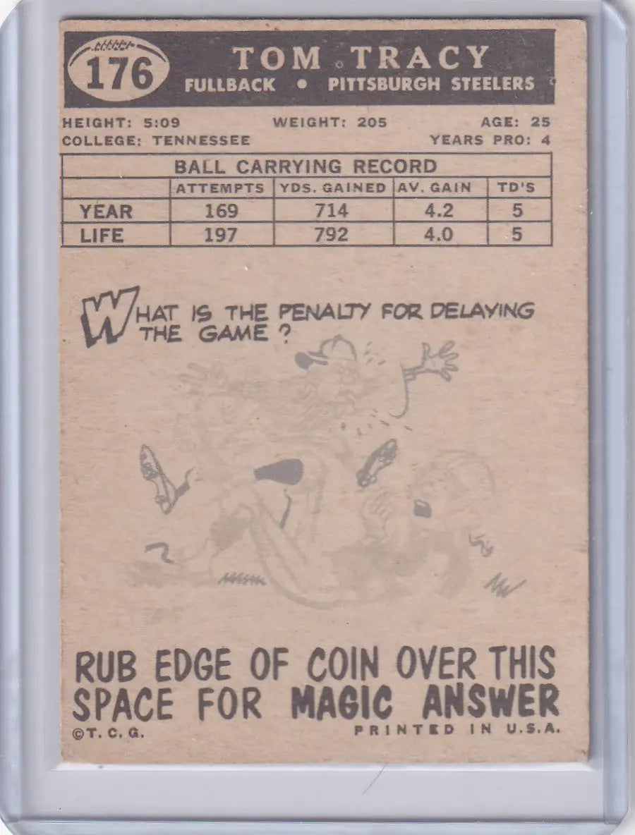 1959 Topps Football # 176 Tom Tracy RC - Pittsburgh Steelers