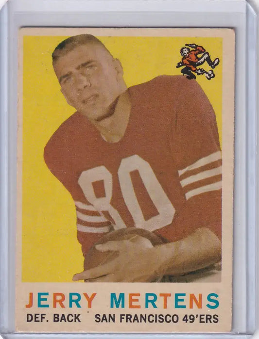 1959 Topps Football # 42 Jerry Mertens RC - San Francisco 49ers - Football Card Single