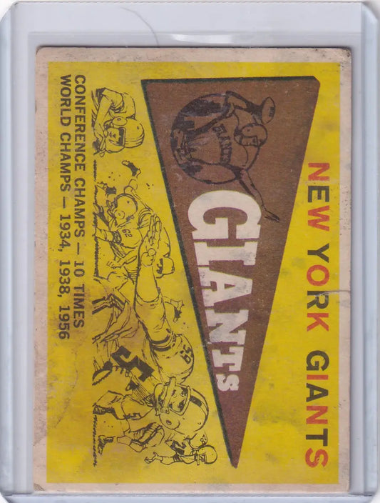 1959 Topps Football # 53 Giants Pennant - New York Giants - Football Card Single