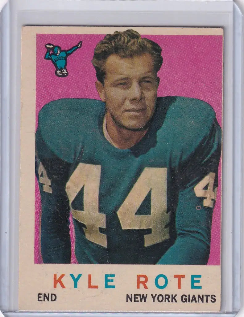 Vintage Topps Football card of Kyle Rote, New York Giants jersey number 44