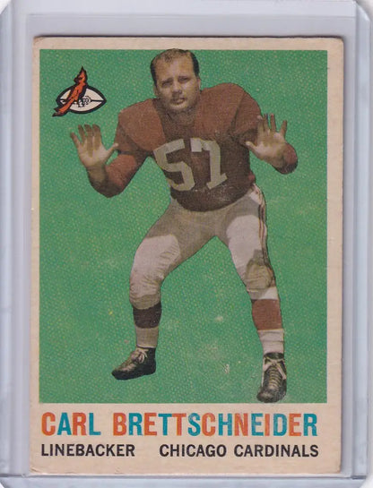 Vintage Topps Football card of Carl Brettschneider, Chicago Cardinals linebacker
