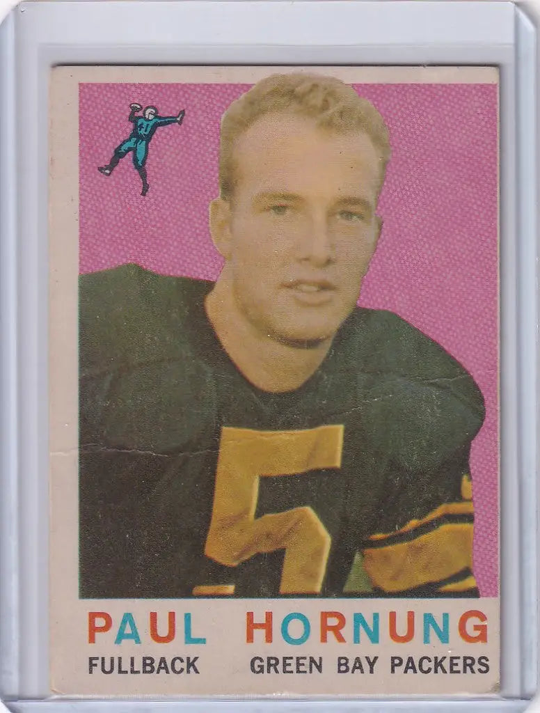 Vintage Topps Football card of Paul Hornung from Green Bay Packers 1959 collection