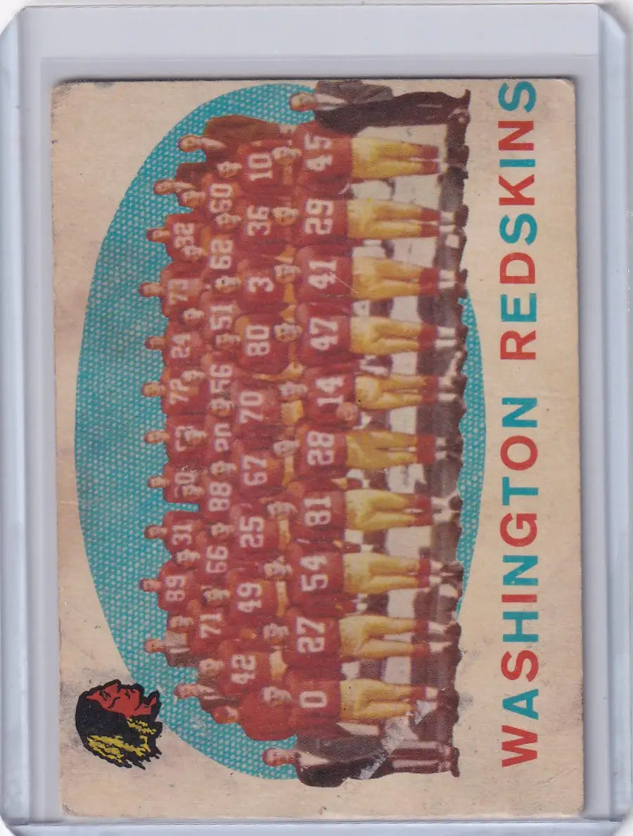 Vintage Washington Redskins team football card featuring players from Topps Football