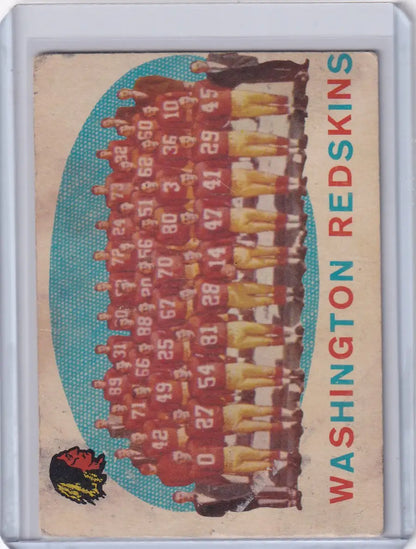 Vintage Washington Redskins team football card featuring players from Topps Football
