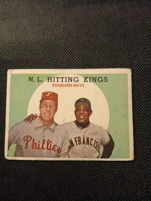 1959 Topps - NL Hitting Kings. Willie Mays Richie Ashburn #317. VG+ corner wear - Baseball Card Single