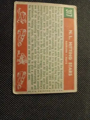 1959 Topps - NL Hitting Kings. Willie Mays Richie Ashburn #317. VG+ corner wear - Baseball Card Single
