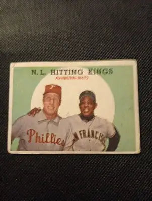 1959 Topps - NL Hitting Kings. Willie Mays Richie Ashburn #317. VG+ corner wear - Baseball Card Single